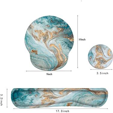 Imagem de Mouse pad de espuma viscoelástica Hiyong com suporte de pulso e teclado descanso de pulso, leve, para facilitar a digitação e alívio da dor, mouse pad ergonômico para descanso de pulso para laptop, desktop, jogos, escritório...