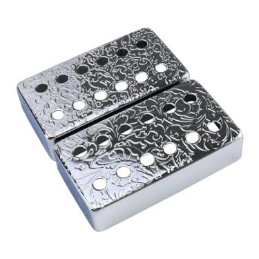 Imagem de OVSAL Conjunto de 2 capas de captador de guitarra de latão cromadas de 50 mm/52 mm com haste Spcing, capas de captador de guitarra elétrica Humbucker para guitarra elétrica Ep Lp Les Paul