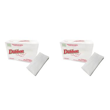Imagem de Kit 2 Pacotes de Papel Interfolha 100% Celulose 20x21 2 Dobras folha simples Dubbon - 20g