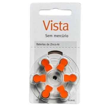 Imagem de 60 Pilhas/Bateria Auditiva Vista - Argosy- Selo Laranja- Tamanho 13