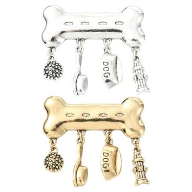 Imagem de UR URLIFEHALL 2 peças de crachás de osso de cachorro dourado e prata colarinho de camisa broche de lapela para roupas cachecol chapéus faça você mesmo clipes de artesanato fixadores