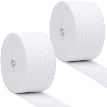 Imagem de Coopay Carretel elástico de 10 metros para costura, carretel de malha com faixa elástica de alta elasticidade de 3,8 cm de largura, 2 rolos para costurar cintura roupas calças cinto vestido artes ou
