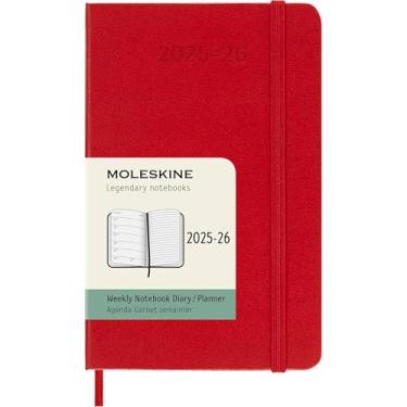 Imagem de Moleskine Classic 18 Month 2025-2026 Weekly Planner, Hard Cover, Pocket (3.5" x 5.5"), Scarlet Red, 208 pages