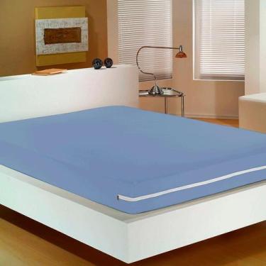 Imagem de Capa para Colchão Doce Vida Solteiro Malha Mista C/ Zíper Azul