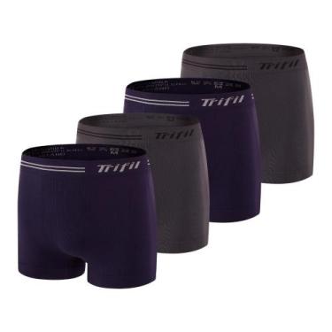 Imagem de Kit 4 Cuecas Box Masculina Sem Costura De Microfibra Trifil Lisa Básic