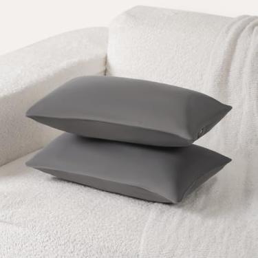 Imagem de Ailuteie Conjunto de 2 capas de almofada 50 x 30 cm - fronhas decorativas sólidas para sofá, cama - capas de almofada retangulares com tubulação (sem enchimento) cinza aço