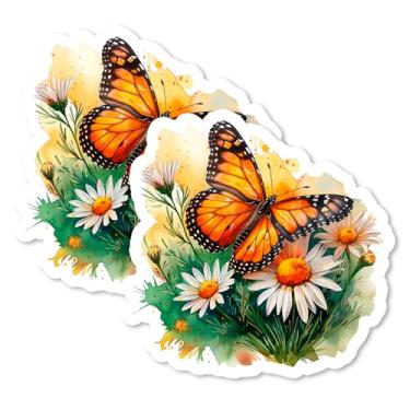 Imagem de Ímã de borboleta monarca 10 cm pacote com 2 asas de laranja inseto natureza - ímãs decorativos de vinil forte para geladeira armário cozinha escritório - bonito divertido estético legal durável e