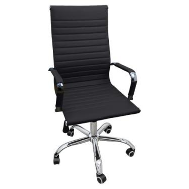 Imagem de Cadeira Eames Esteirinha Presidente Alta Estofada Couro - Lianto Decor