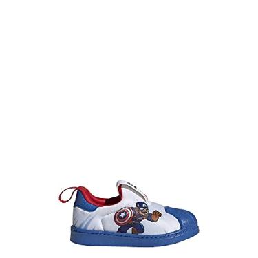 Imagem de adidas Originals Tênis masculino Superstar Classic cano baixo, Branco/Branco/Vermelho Vívido, 17