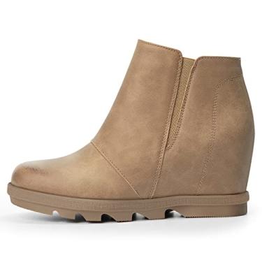 Imagem de Athlefit Botas femininas com salto anabela com salto anabela ocultas, Caqui, 9