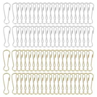 Imagem de PATIKIL Ganchos de cordão, 80 peças de aço inoxidável 40 x 12,8 x 3,2 mm com mola 304 ganchos de metal para chaveiro, chaveiro, cartão de identificação, cortina de chuveiro, ouro bronze prata