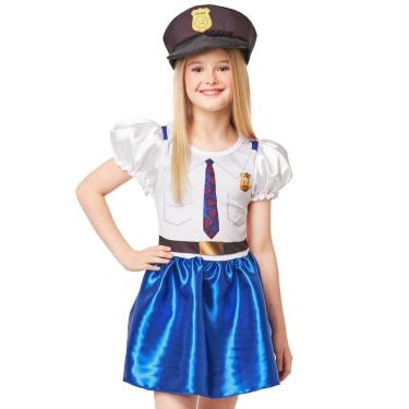 Imagem de Fantasia Policial Infantil Menina Vestido Carnaval com Cap