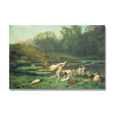 Imagem de Pinturas a óleo famosas, (sem título 14) de Jean Leon Gerome, reprodução impressa em tela, arte de cenário para decoração de sala de estar. Somente tela de 70 x 105 cm - 27,6 x 41,4 pol