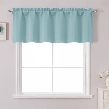 Imagem de Chyhomenyc Saia Aqua para janela, cortina de cozinha pequena Aqua para quarto e sala de estar, bolso de varão, privacidade, tratamento de janela curta, painel de beliche para trailer, 60Wx18L