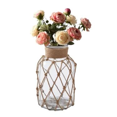 Imagem de Vaso de vidro transparente de 500 ml com corda para embrulhar boticário vintage vaso de botão para decoração de casa, decoração de mesa de casamento, garrafa de flor de vidro (não inclui flores)