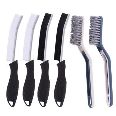 Imagem de 6 peças de escova de limpeza de fendas multifuncional escova de limpeza de argamassa de cerdas rígidas ferramentas de limpeza de fendas escova de limpeza de banheiro com clipe, escova de cozinha para
