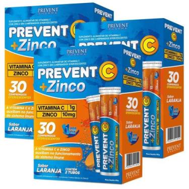 Imagem de Prevent Vitamina C + Zinco 10mg Efervescente 30 Comprimidos Prevent Ph