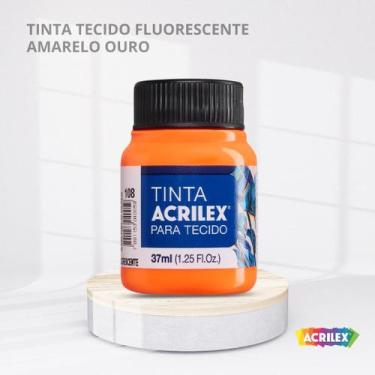 Imagem de Tinta para tecido fluorescente com 37ml cor amarelo ouro - ACRILEX