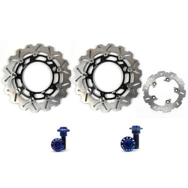 Imagem de Arashi Discos de freio dianteiros traseiros rotores com parafusos de montagem para Yamaha YZF R6 2003-2004, peças de acessórios de reposição de motocicleta