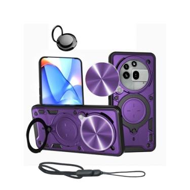 Imagem de Capa protetora para smartphone Nothing Phone (3a) Pro 6,77 polegadas, WUNIKA Capa de lente de câmera deslizante e suporte 2 em 1, design fino e resistente a arranhões, capa protetora durável de TPU +