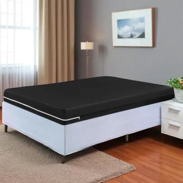 Imagem de Capa Para Colchão Malha Gel Casal Padrão Com Zíper Luxuosa (3-PRETO)