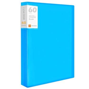 Imagem de Fichário com mangas de plástico com 60 bolsos para exibição de livro de 120 páginas, pasta de portfólio de arte com protetores de folhas transparentes, livro de apresentação para obras de arte