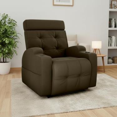 Imagem de Poltrona do Papai Reclinável Automática com USB e Porta-Copos Cherokee (Veludo Marrom)