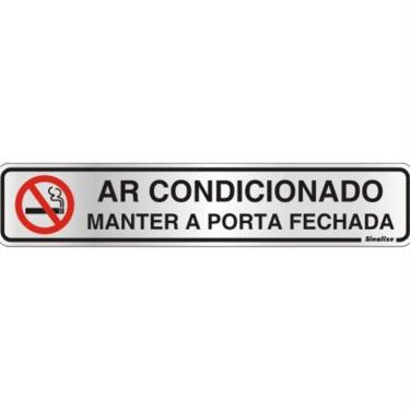 Imagem de Placa De Alumínio Auto-adesiva 5x25cm Ar Condicionado - 100 An - Sinalize Placa Auto-ad...