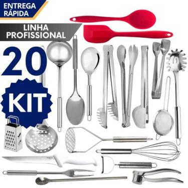 Imagem de Kit Completo de Talheres 100% Inox Pegador Colher Concha - SQ Só Quali