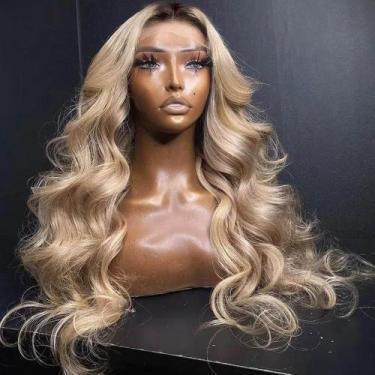 Imagem de Peruca frontal de renda Ulaphence Ombre Light Ash Blonde Human Hair