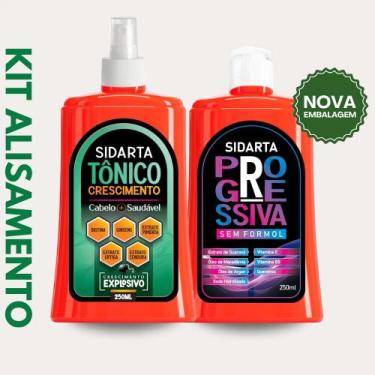 Imagem de Kit alisamento b tônico sidarta crescimento e antiqueda 250ml e escova
