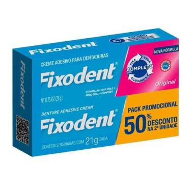 Imagem de Creme Adesivo para Dentaduras Fixodent 2 Unidades 21g Cada