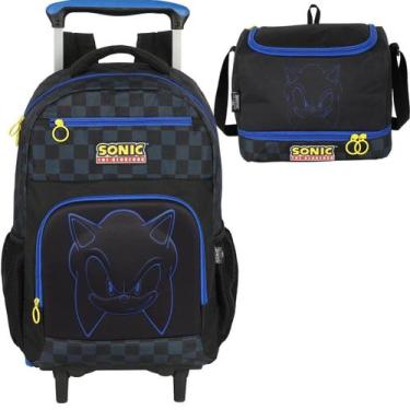 Imagem de Mochila Infantil Rodinhas Sonic com Lancheira - Luxcel