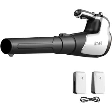 Imagem de Litheli Soprador de folhas sem fio sem escova 2x20V 560CFM alimentado por bateria para trabalho de quintal, limpeza de detritos de neve e poeira com carregador de bateria de 4,0 Ah incluído
