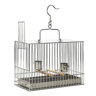 Imagem de Gaiola de pássaro de aço inoxidável gaiola de viagem leve para pássaros com bandeja inferior removível Gaiolas quadradas para uso interno e externo