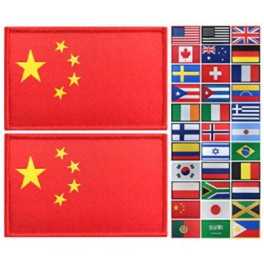 Imagem de JBCD Pacote com 2 remendos da bandeira chinesa, emblema tático da bandeira do orgulho para roupas, chapéu, equipe militar