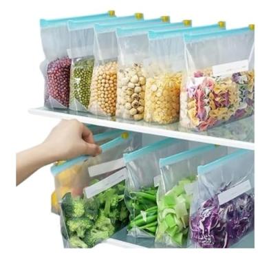 Imagem de Saco Hermético - 20 Unidades Tamanho P - Saco Para Congelar Armazenar e Organizar Alimentos - Com Zip Abre e Fecha Reutilizável Livre de BPA - Saquinho Para Congelador Qualidade PREMIUM