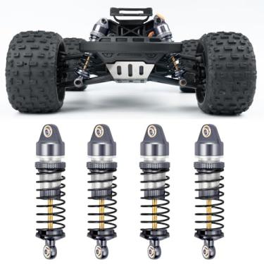 Imagem de QUPA AM STORE Conjunto de amortecedores de alumínio 58 mm dianteiro traseiro amortecedor para Arrma 1/18 Granite Typhon Mojave Grom RC Crawler Upgrade (titânio)