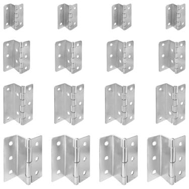 Imagem de Pacote com 16 dobradiças de meia superfície de aço inoxidável premium para armários, baús e móveis | Tamanhos resistentes de 41/51/60/76 mm para bricolage e profissionais