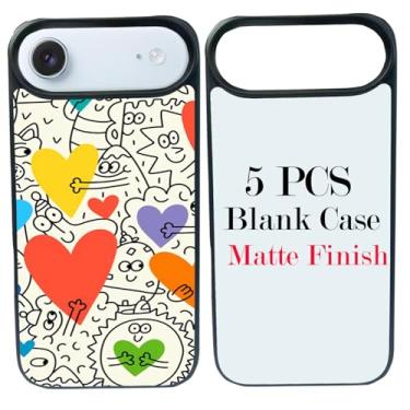 Imagem de JUSTRY 5 peças de capa de telefone em branco sublimação capas compatíveis com iPhone Air, fácil de sublimar DIY 2 em 1 capa 2D de borracha macia para impressão + inserção fosca atacado pacote