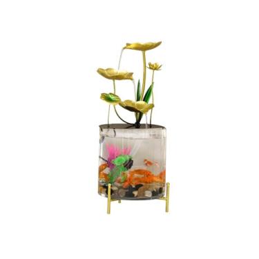 Imagem de XFNVXC Fonte decorativa para uso interno, fonte de mesa, ornamentos para decoração de casa, ornamentos de água de fluxo de ferro, tanque de peixes, escritório, escritório, ornamentos, fonte de jardim
