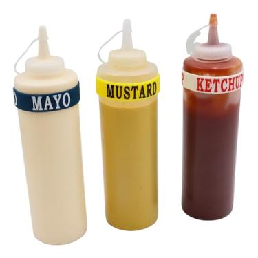 Imagem de Pacote de pulseiras de rotulagem de hambúrguer (pacote com 3) para garrafas de 946 ml – maionese, ketchup, mostarda – pulseiras de silicone reutilizáveis para preparação de alimentos, pode ser lavado