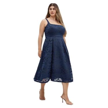 Imagem de City Chic Vestido feminino plus size - Jacklynn Midi, Azul marino, 26 Plus