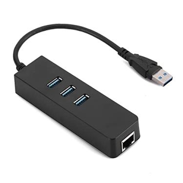 Imagem de ZJchao Adaptador USB para Ethernet, Adaptador Ethernet para Laptop DM-HE27 RTL8153 Conversor USB 3.0 Com 3 Portas .0 HUB para RJ45 Sem Drive