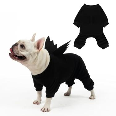 Imagem de Mihachi Pijama de Halloween para cães pequenos a grandes, meninos e meninas, casaco macio para animais de estimação, moletom quente de inverno, macacão elástico com asas de morcego, macacão de