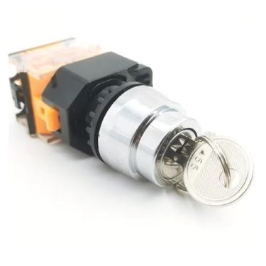 Imagem de Interruptor rotativo de 22 mm La38-11x2 / X3 instantâneo/travamento 2/3 posição 10a400v interruptor de alimentação com chave vermelha verde preto (fecho, travamento automático_2 engrenagens)