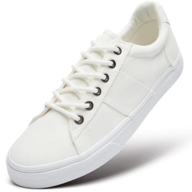 Imagem de Sapatos ZGR, tênis de lona, cano baixo, cadarço, casuais, brancos, mas