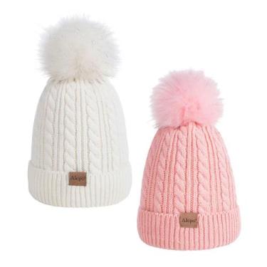 Imagem de Gorro de inverno Alepo Kids, forrado de lã quente, boné de esqui rosa