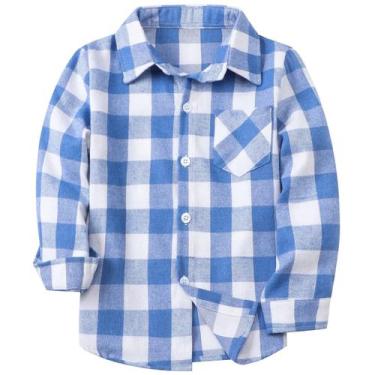 Imagem de Camisas xadrez de flanela SANGTREE casuais de manga comprida para home