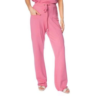 Imagem de Calça Feminina Giraffe Reta em Tecido Bolsos Quadrados Rosa, Rosa, G